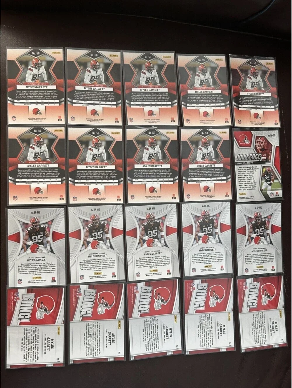 Myles Garrett Panini Mosaic Collection 39 NFL NM lot with Epic, Bang/Browns DPOY